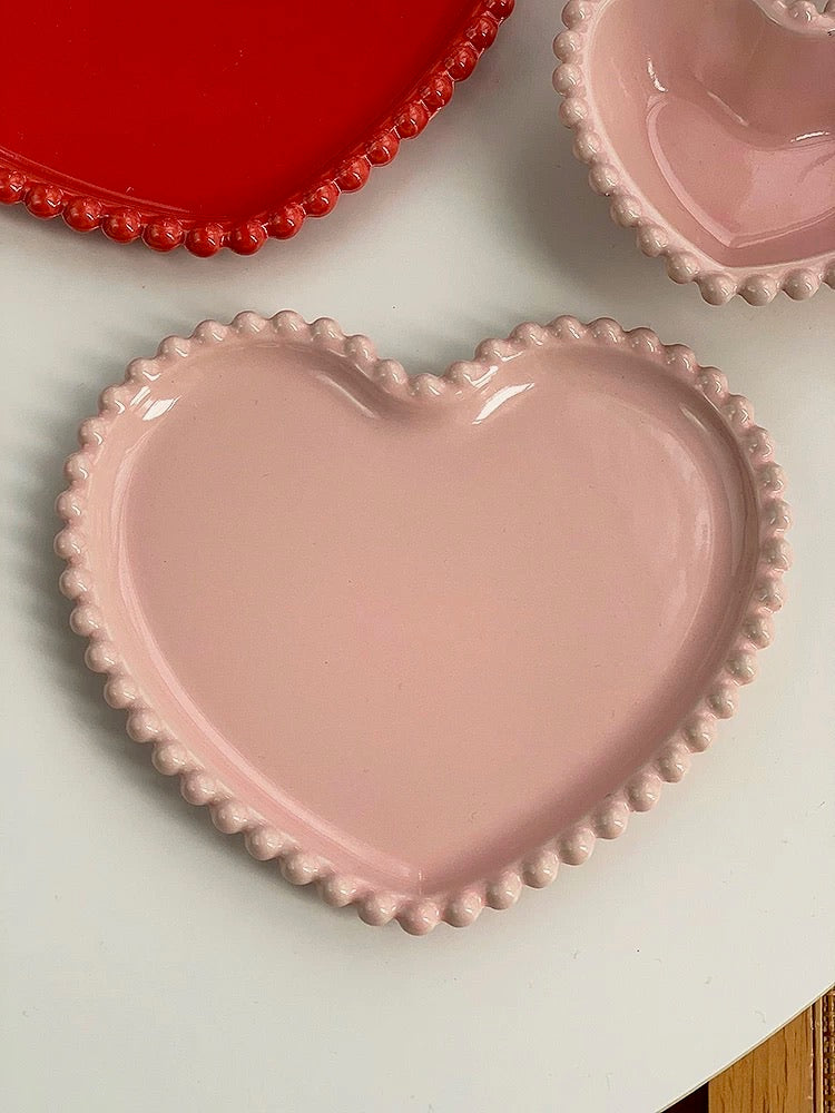 Heart-Shaped Luxury Ceramic Plate pink