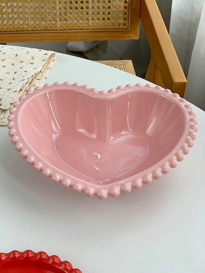 Heart-Shaped Luxury Ceramic bowl pink