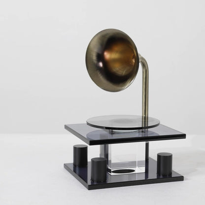 Crystal Mosaic Gramophone-Inspired Decorative Piece