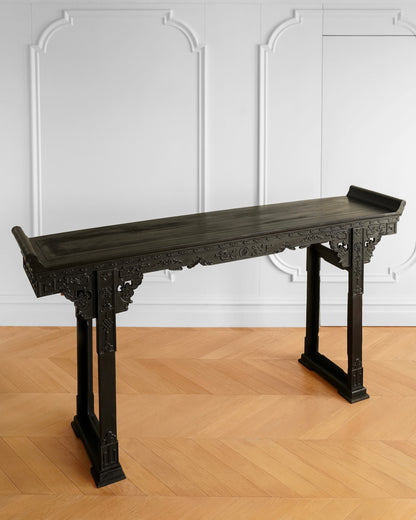 Chinese Sandalwood Console Table with Raised Head Ends