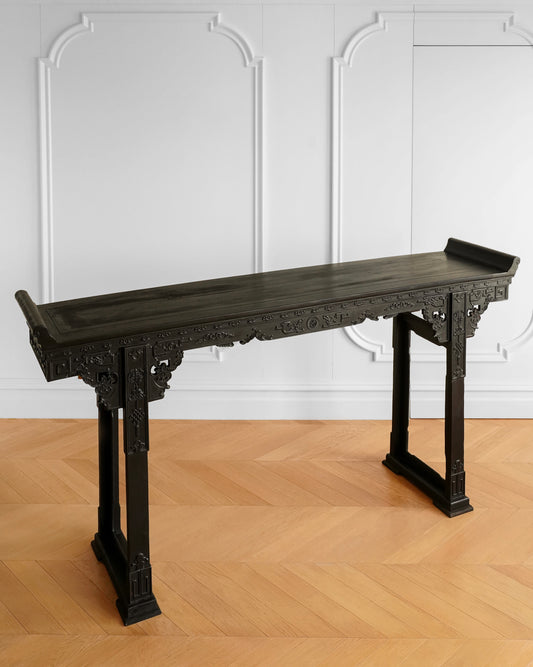 Chinese Sandalwood Console Table with Raised Head Ends