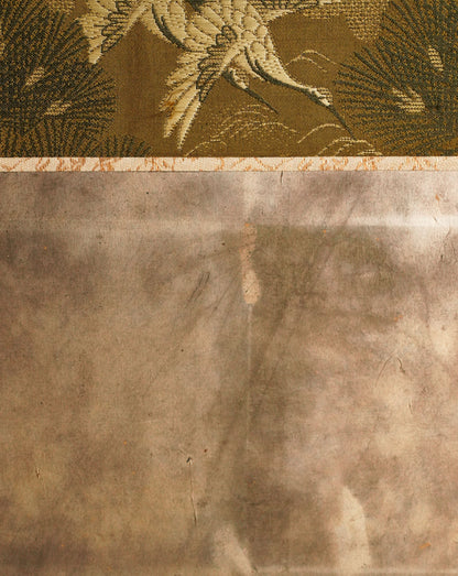 Japanese Edo Period Silver Foil Folding Screen with Sparrows in Rice Fields