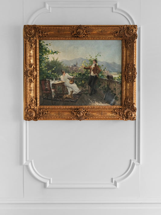 Friedrich Delcroix “Small Concert” Oil Painting