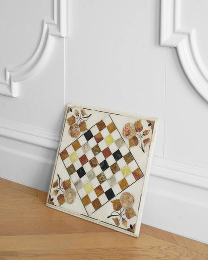 Victorian Floral Inlaid Marble Chess Board