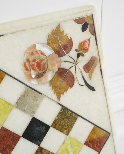 Victorian Floral Inlaid Marble Chess Board