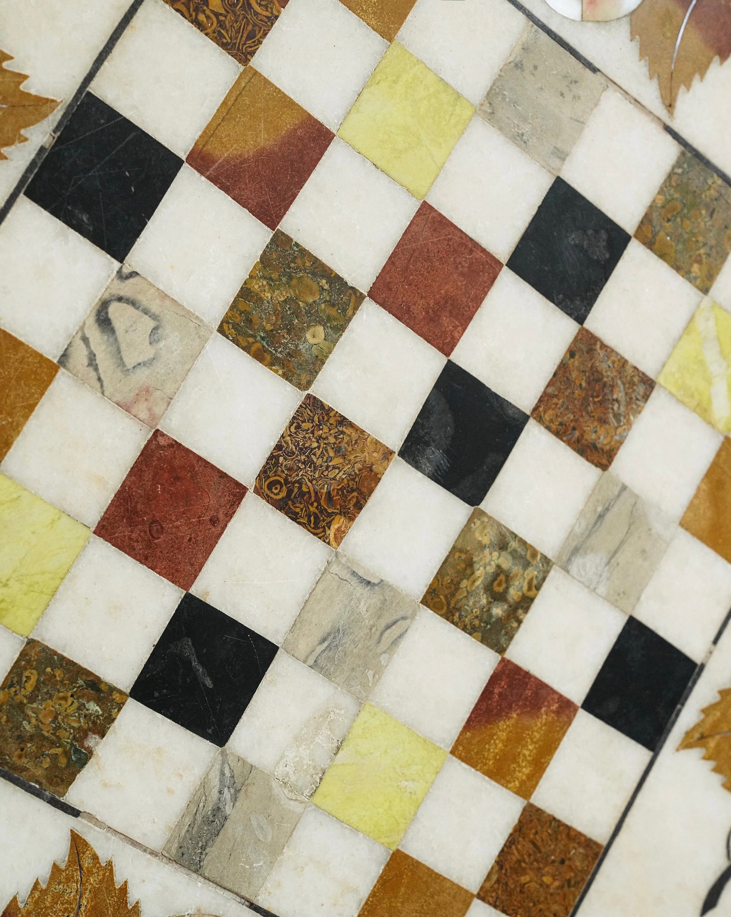 Victorian Floral Inlaid Marble Chess Board