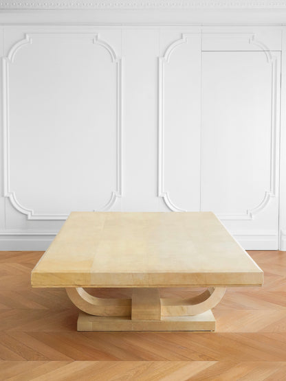 Italian 1900s Art Deco Parchment Beech Coffee Table