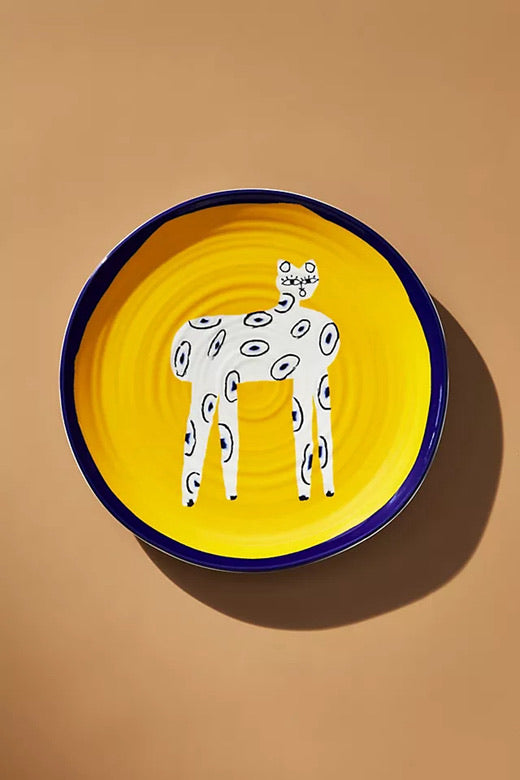 Wild Cat Artisan Ceramic Plate yellow