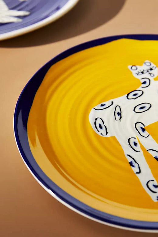 Wild Cat Artisan Ceramic Plate yellow