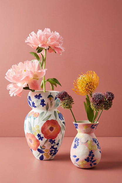 Hand-Painted Floral Ceramic Vases