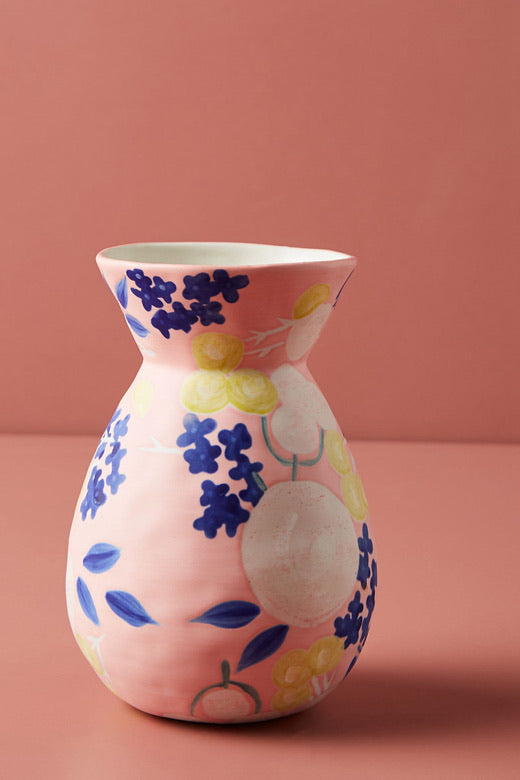 Hand-Painted Floral Ceramic Vase small 