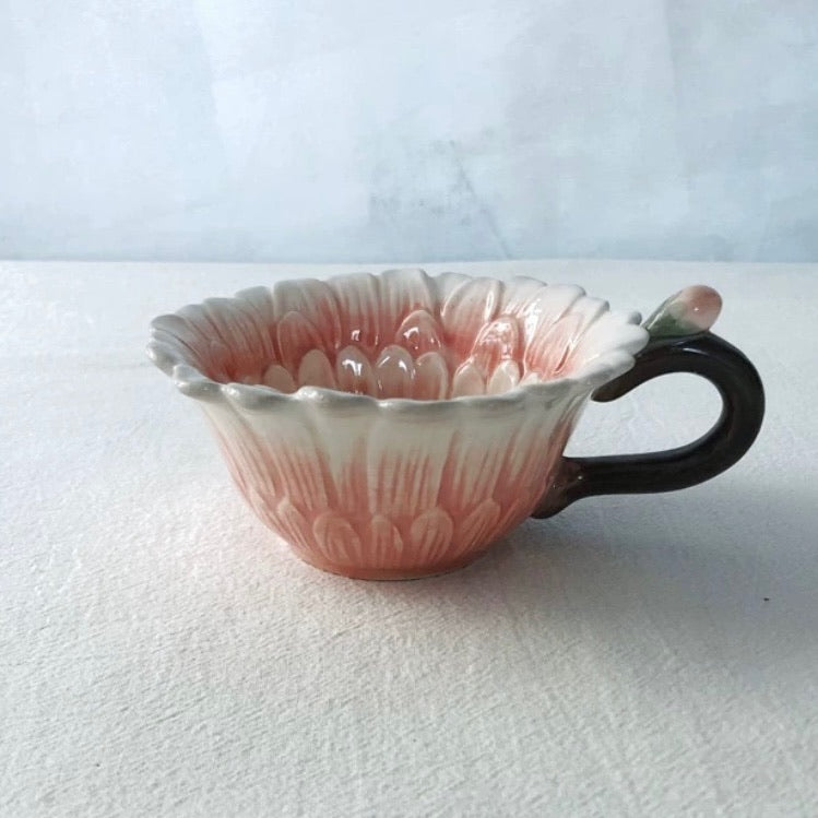 Floral Ceramic Cups pink daisy