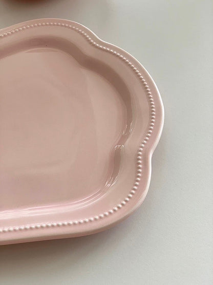 Blush Pink Ceramic Serving Tray Close up