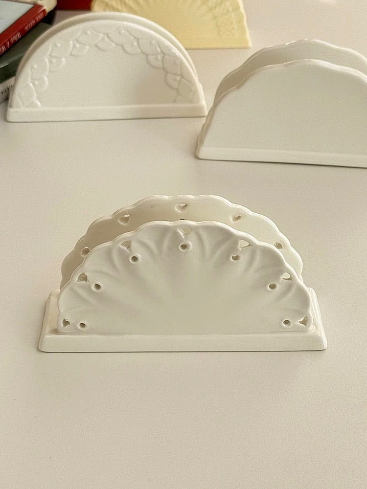 Decorative Ceramic Napkin Holders white floral