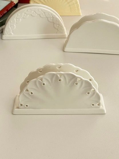 Decorative Ceramic Napkin Holders white floral