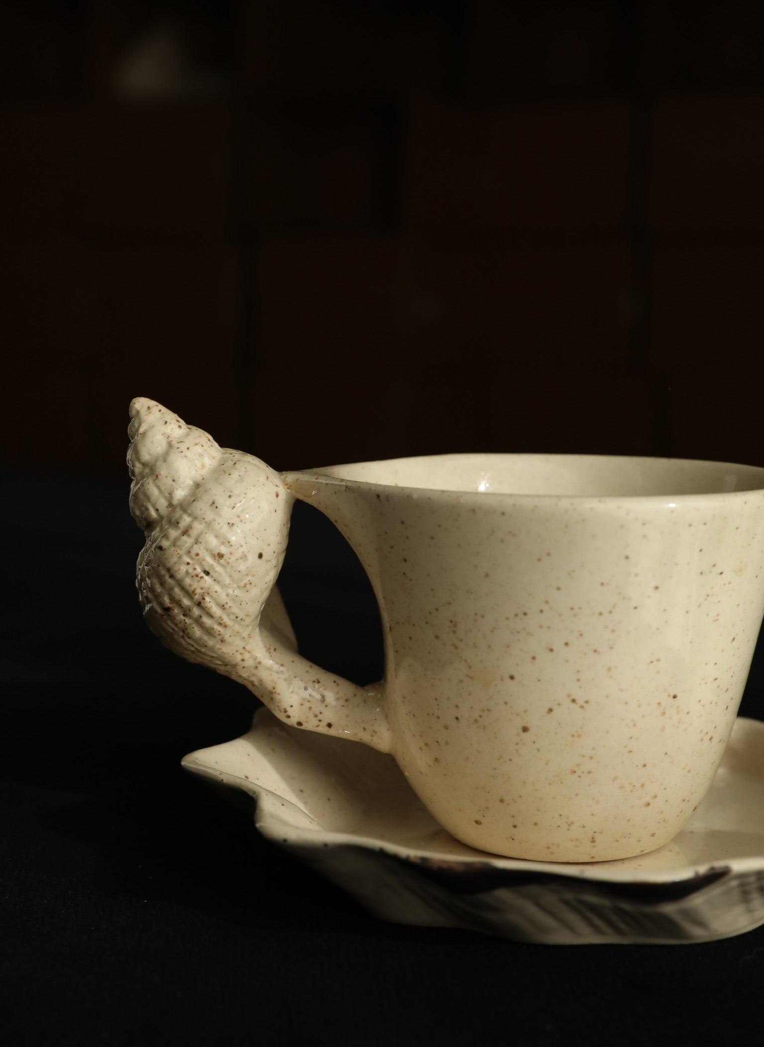 Unique Artisanal Handmade Ceramic Cup and Saucer Set