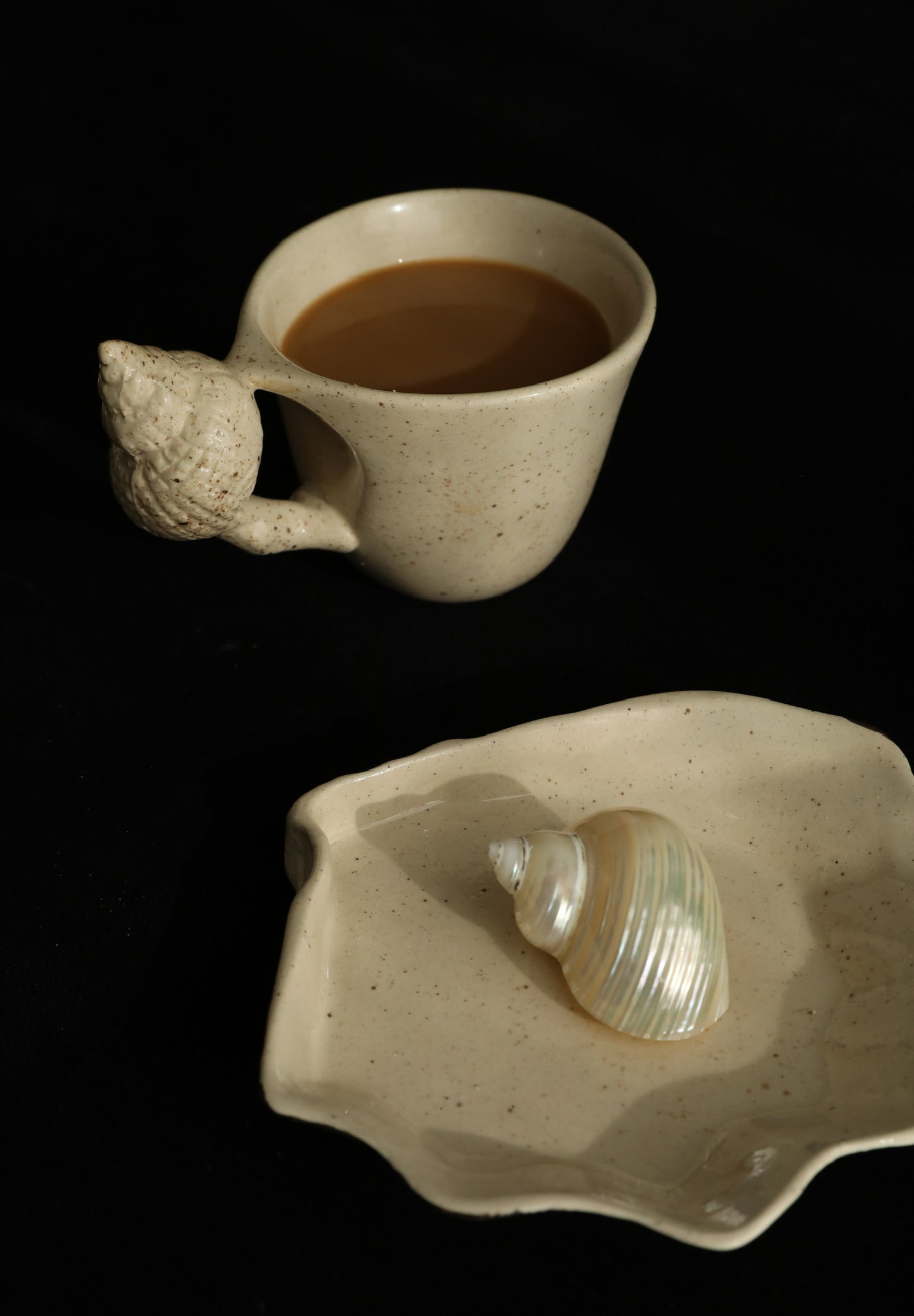 Unique Artisanal Handmade Ceramic Cup and Saucer Set