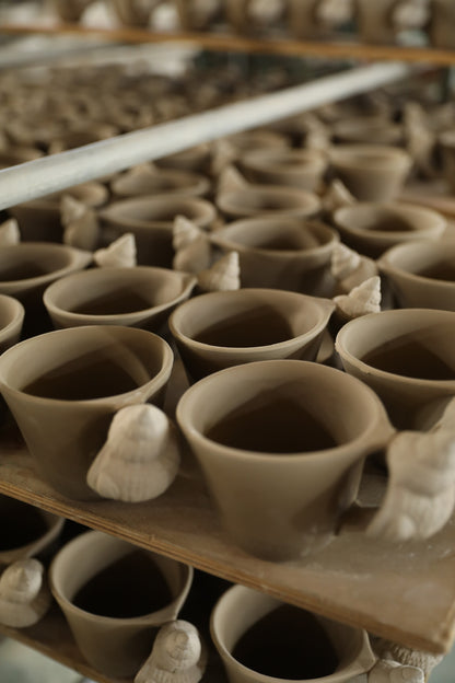 Unique Artisanal Handmade Ceramic Cup and Saucer Set production