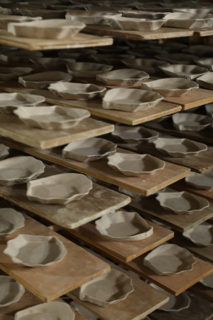 Unique Artisanal Handmade Ceramic Cup and Saucer Set production