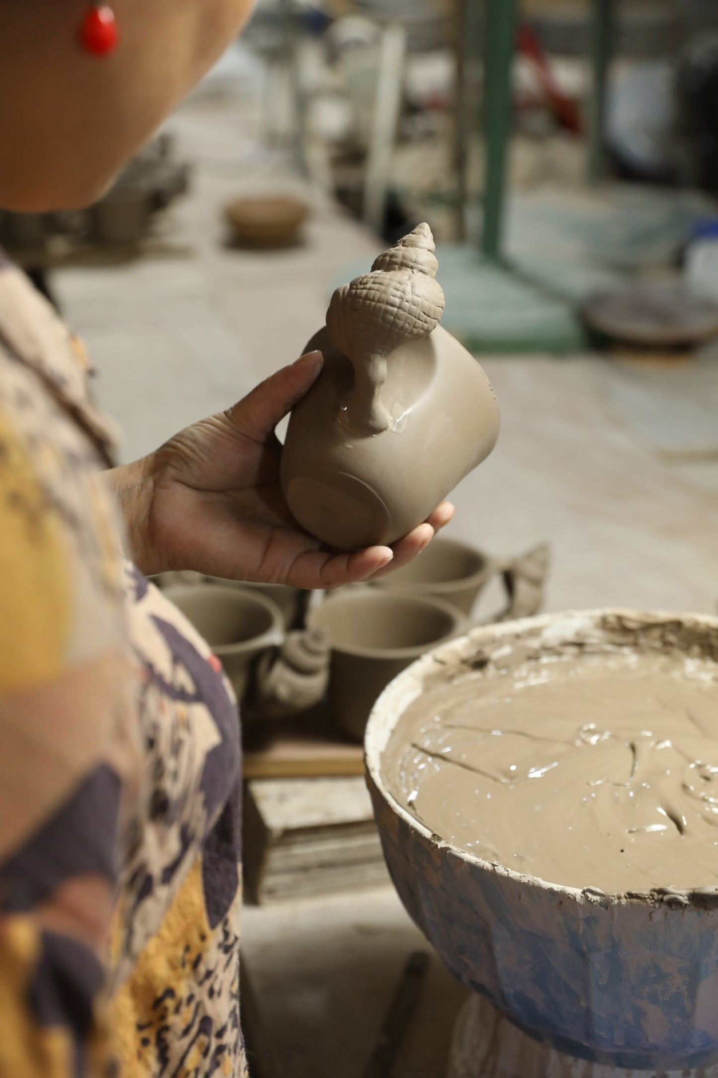 Unique Artisanal Handmade Ceramic Cup and Saucer Set production