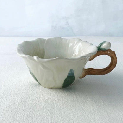 Floral Ceramic Cups white iris