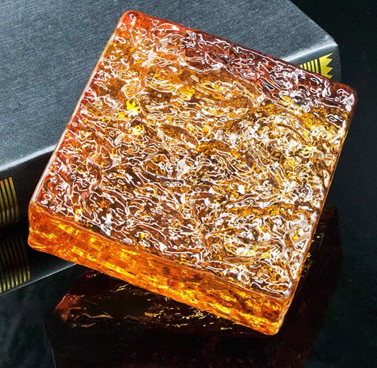 Ice Crystal Glass Brick—Molten Amber