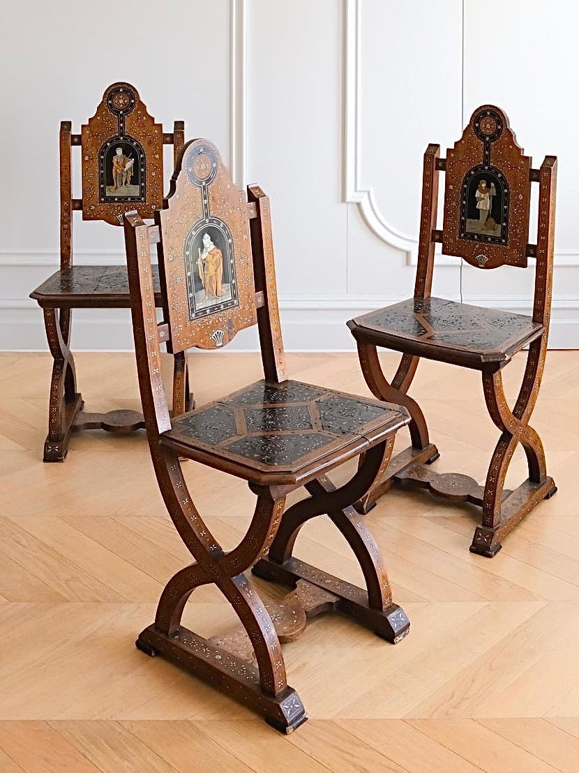 ADRIANO BRAMBILLA Marquetry Moorish Style Bandeau Chair set