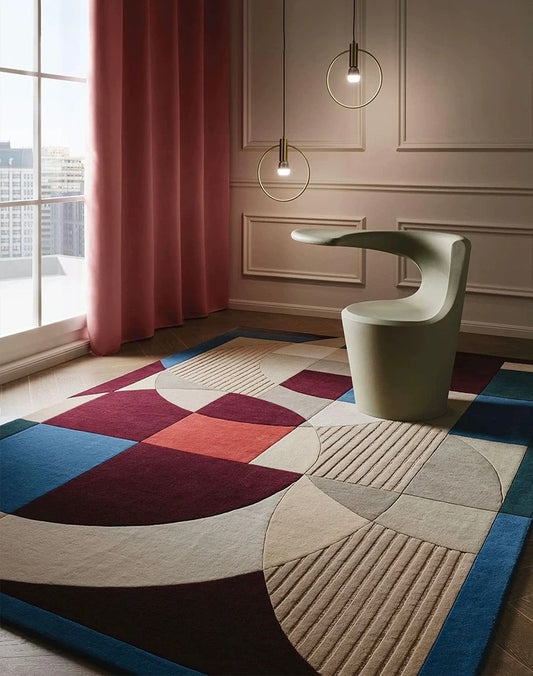 Orbit Abstract Handwoven Rug – Midnight Rust