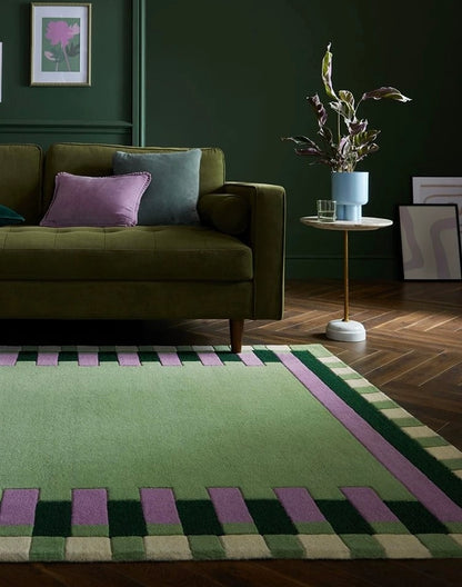 Bauhaus Border Handwoven Rug – Laurel Green