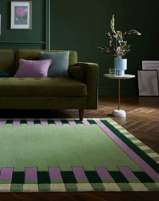Bauhaus Border Handwoven Rug – Laurel Green