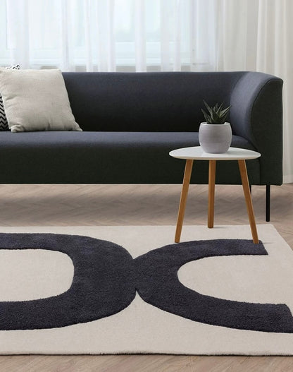 Bauhaus Form Handwoven Rug – Charcoal Cream