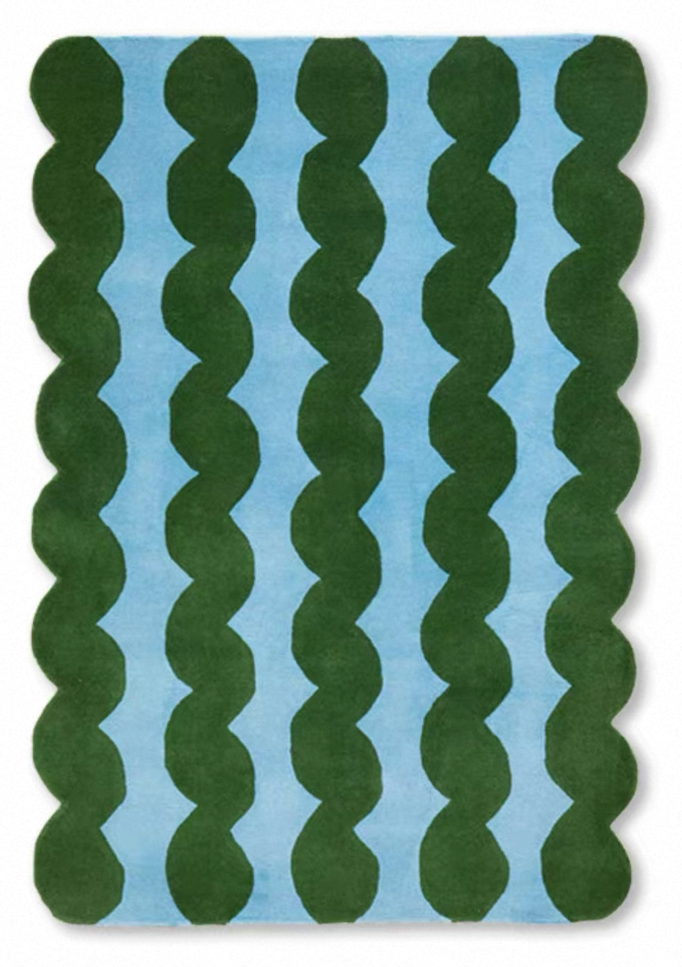 Waveform Garden Handwoven Rug – Moss & Sky