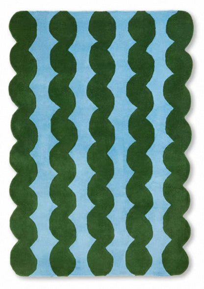 Waveform Garden Handwoven Rug – Moss & Sky