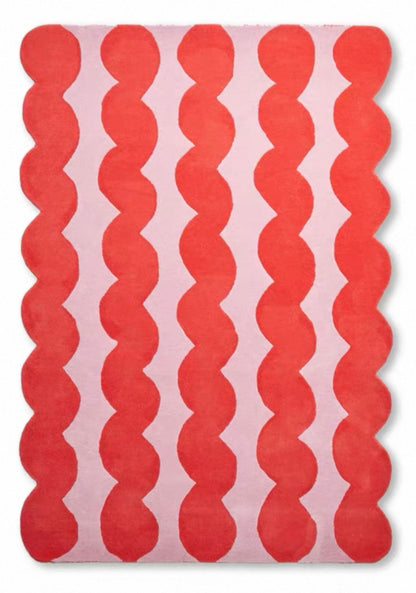 Waveform Garden Handwoven Rug – Coral Pink