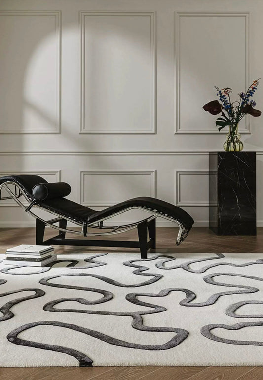 Ligne Libre Handwoven Rug – Ivory Black