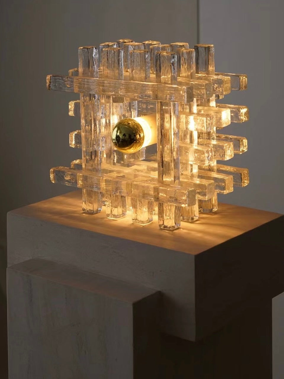 Italian Poliarte Albano Poli “Glass Cube” Table Lamp