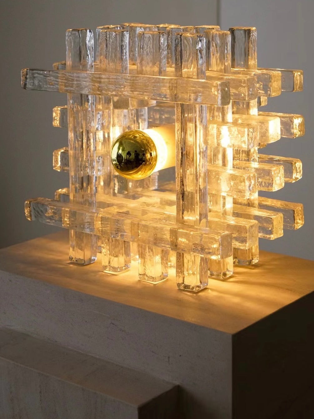 Italian Poliarte Albano Poli “Glass Cube” Table Lamp