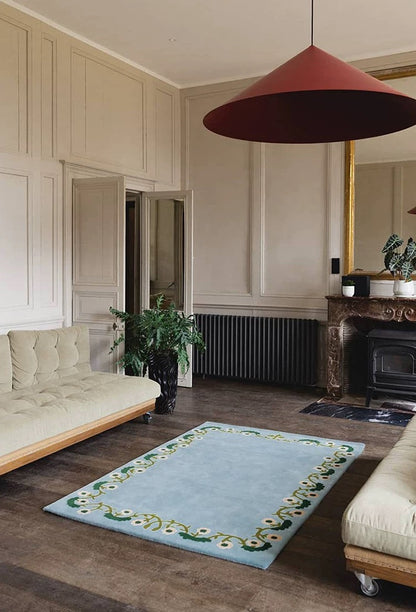 Fleur de Ciel Handwoven Rug – Soft Blue