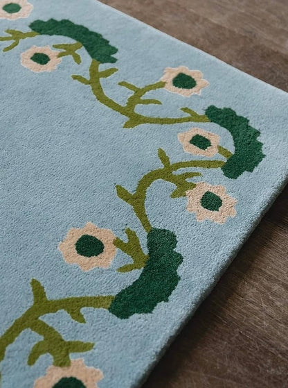 Fleur de Ciel Handwoven Rug – Soft Blue