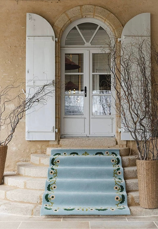 Fleur de Ciel Handwoven Rug – Soft Blue