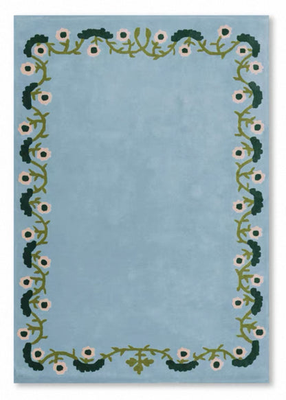 Fleur de Ciel Handwoven Rug – Soft Blue