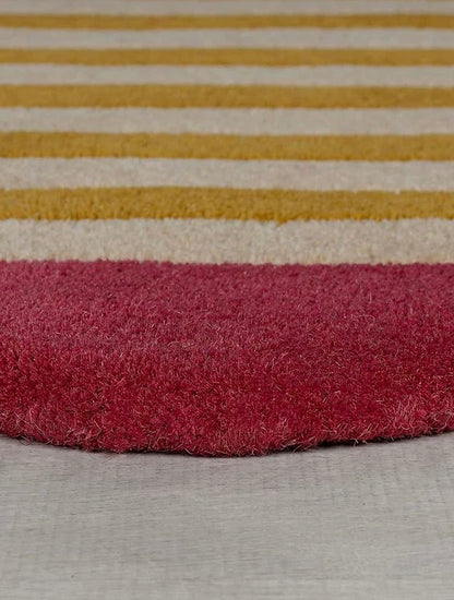 Candystripe Scallop Handwoven Rug – Raspberry & Mustard