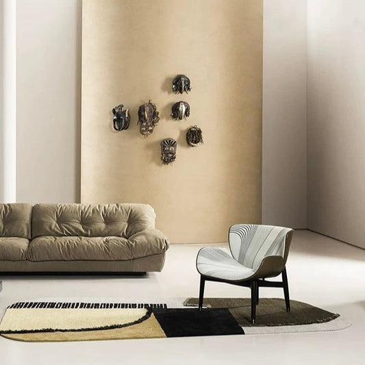 Contour Collage Handwoven Rug – Khaki & Olive