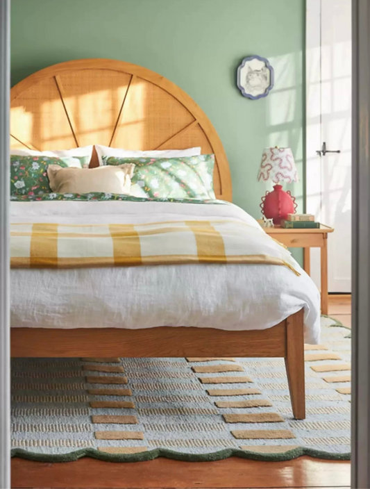 Gingham Scallop Handwoven Rug — Three Colorways