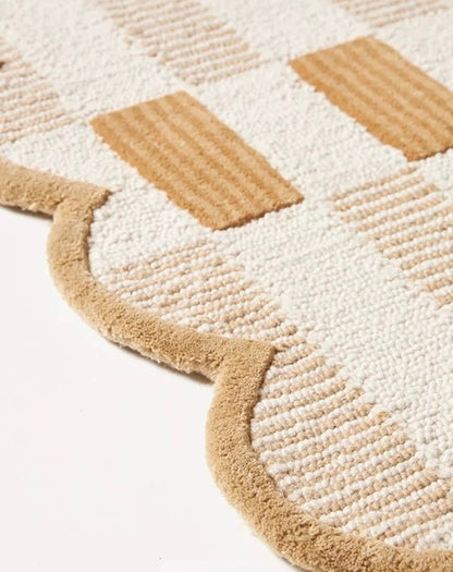 Gingham Scallop Handwoven Rug — Three Colorways