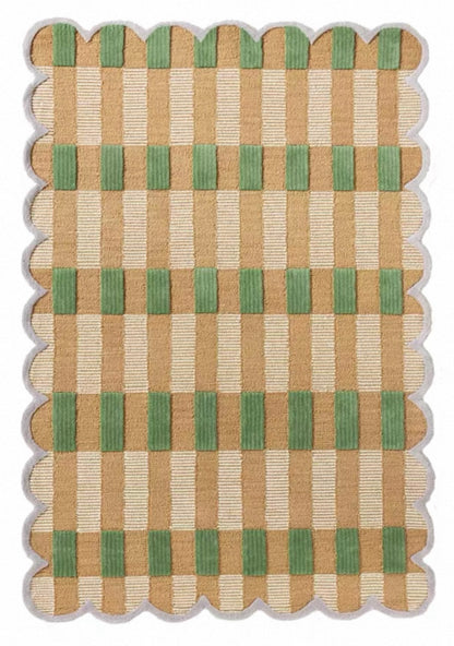 Gingham Scallop Handwoven Rug — Three Colorways