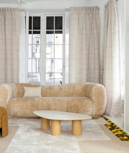 Pom Border Handwoven Rug – Olive & Ochre