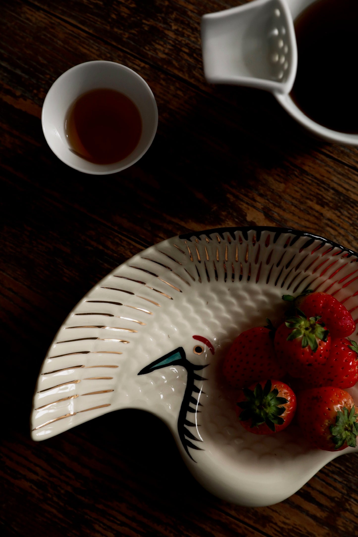 Graceful Crane-Inspired Ceramic Dish