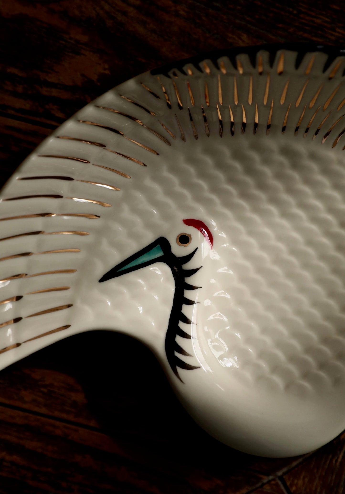 Graceful Crane-Inspired Ceramic Dish