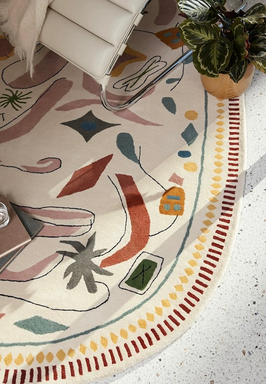 Abstract Meadow Handwoven Rug – Multicolor Shapes
